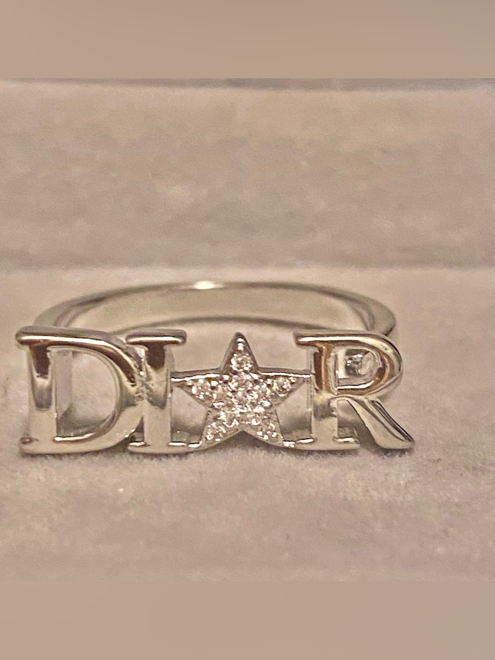 Fashion Jewelry Luxury Silver Star Logo Adjustable Ring with Pavé Crystals